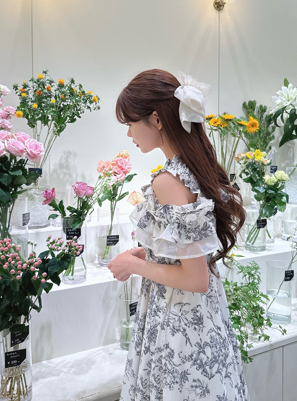 極美品✨ エムズグレイシー ロングワンピース 薔薇柄 リボン付き