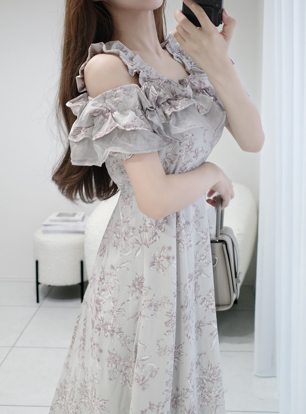 花柄オフショルダー フレアワンピース フリル付き 楽天市場】ワンピース 花柄 レディース マキシワンピース オフ