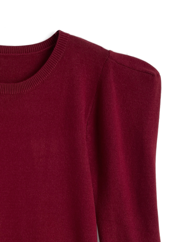 カシミヤタッチパワーショルダーニットトップス