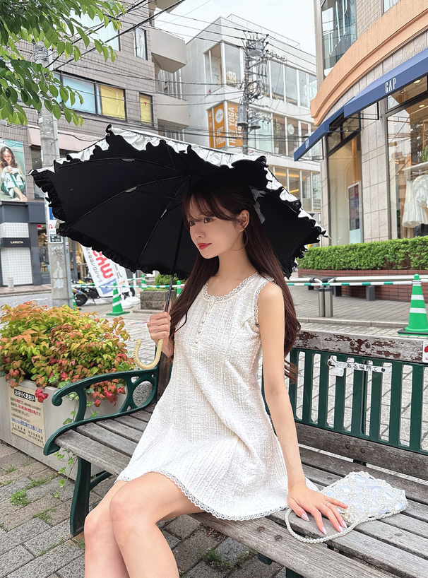 ツイードノースリーブフレアミニワンピース[ru1249