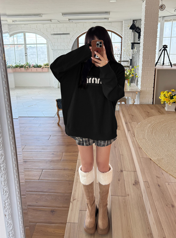 サガラ刺繍ロゴニットトップス[ru1253] | レディースファッション通販