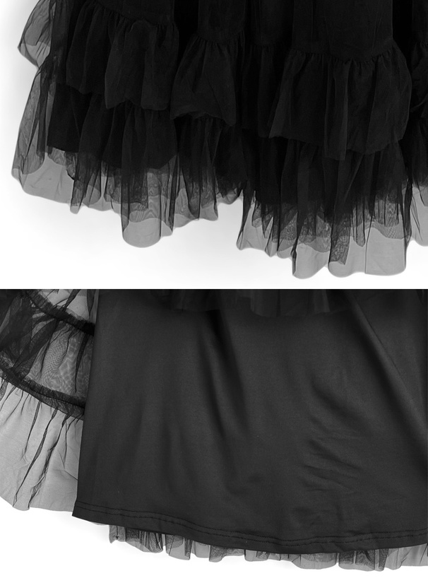 襟付きリブニットカーデガン×チュールスカートセットアップ