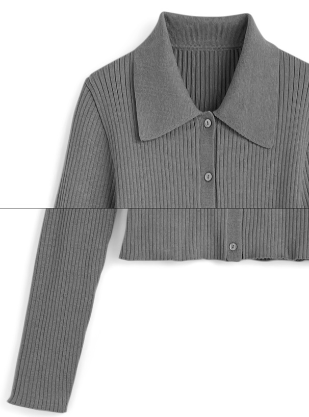 襟付きリブニットカーデガン×チュールスカートセットアップ