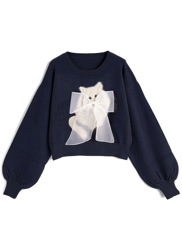 キャットリボンニットトップス