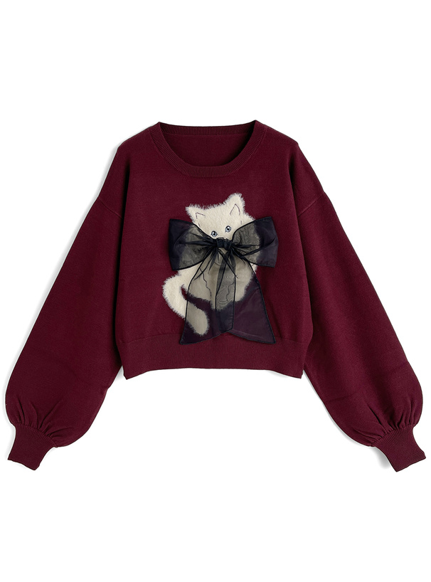 キャットリボンニットトップス