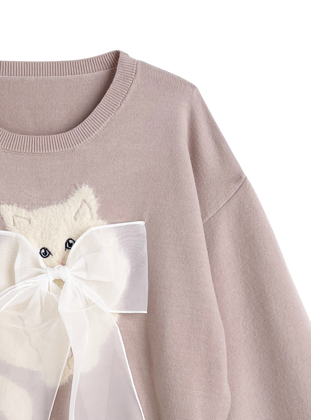 キャットリボンニットトップス