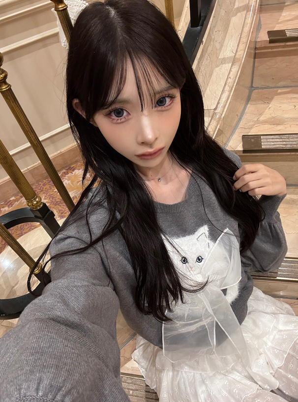 キャットリボンニットトップス