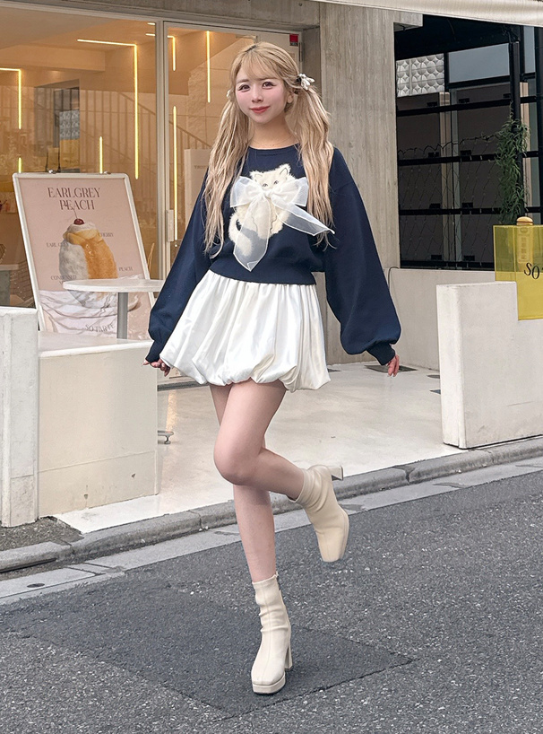 キャットリボンニットトップス