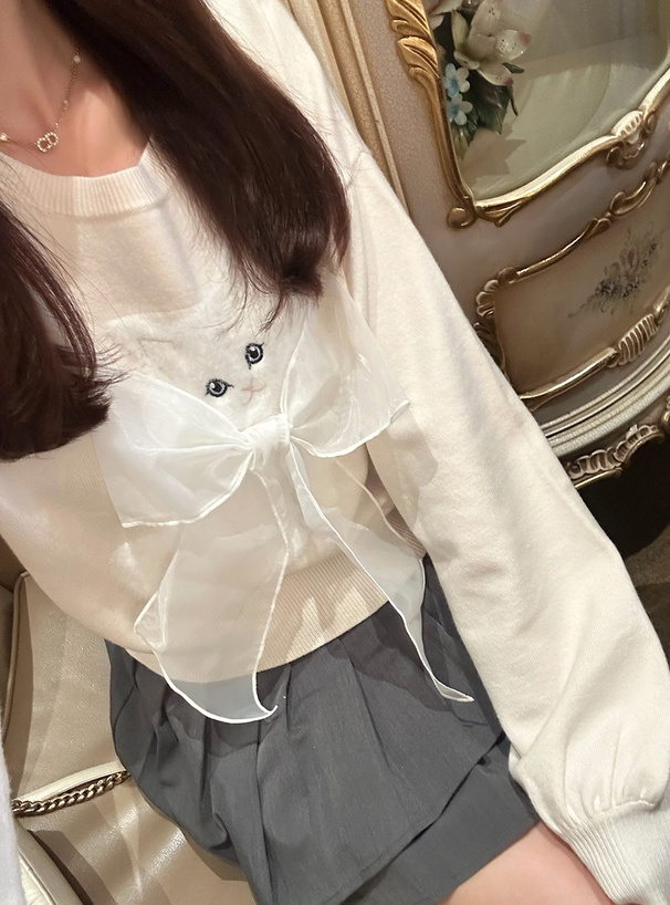 キャットリボンニットトップス