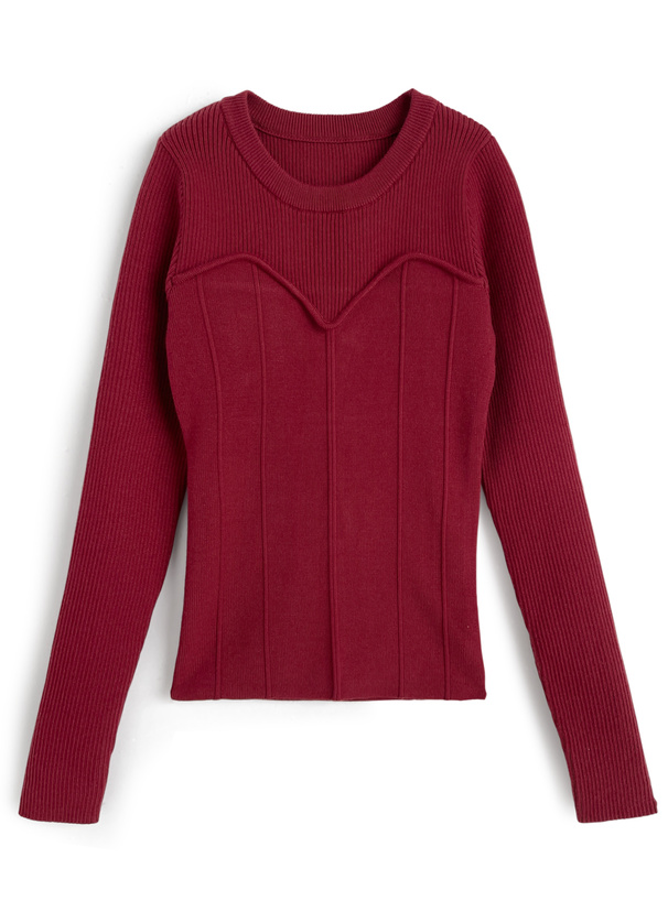 ビスチェ切替リブニットトップス