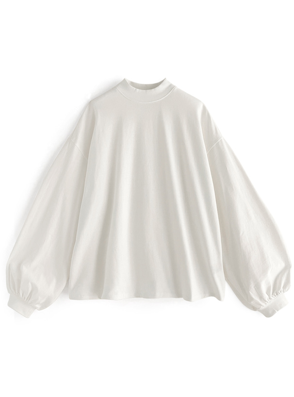 モックネックボリュームスリーブロンT