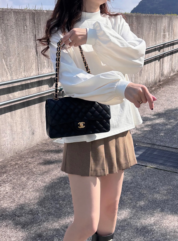 モックネックボリュームスリーブロンT