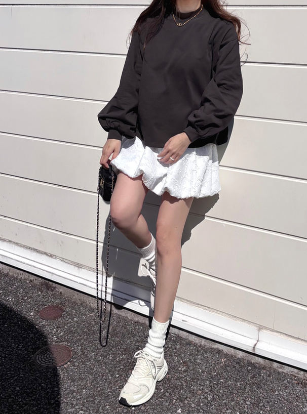 モックネックボリュームスリーブロンT