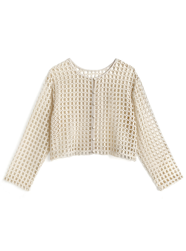 前後2wayフラワーメッシュカーディガン