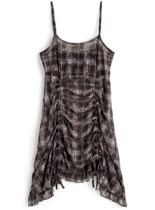 チェック柄レースドロストミニキャミソールワンピース