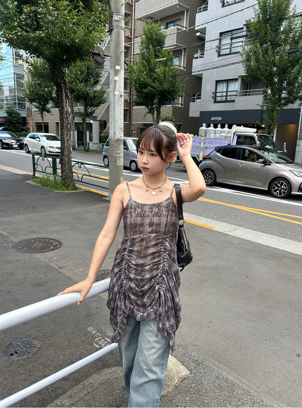 melt the lady cow girlcamisole 牛柄 キャミソール チェック柄レースドロストミニキャミソールワンピース[ru1278