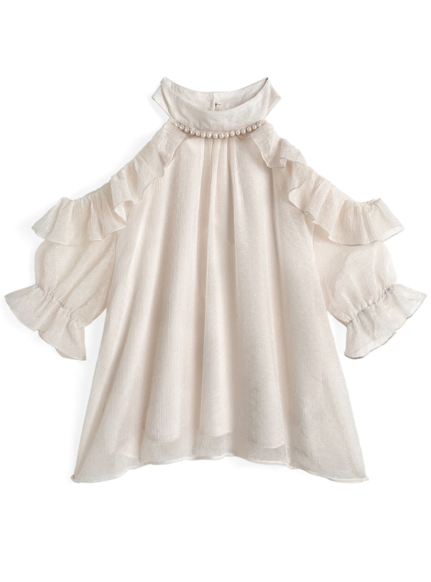 ネックパールオフショルダーブラウス