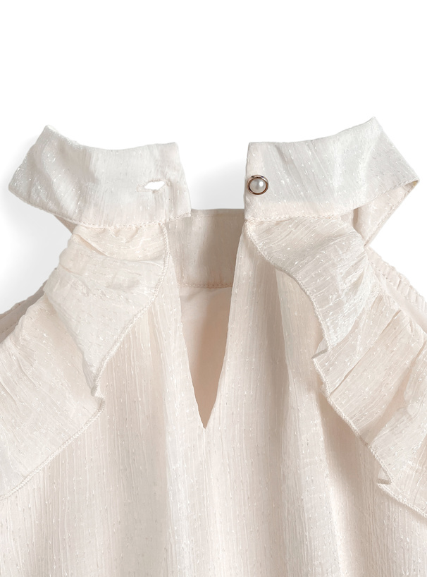 ネックパールオフショルダーブラウス