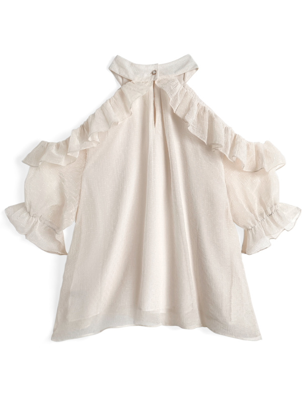 ネックパールオフショルダーブラウス