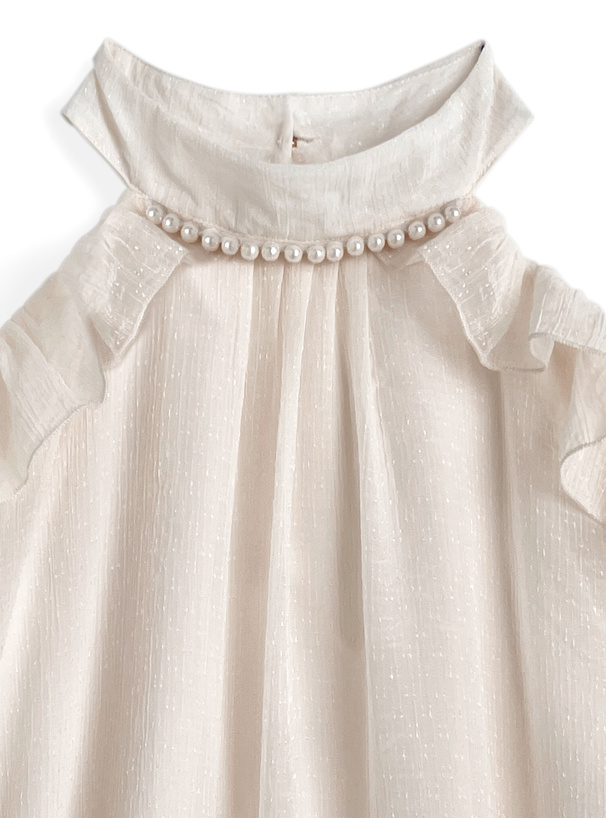 ネックパールオフショルダーブラウス