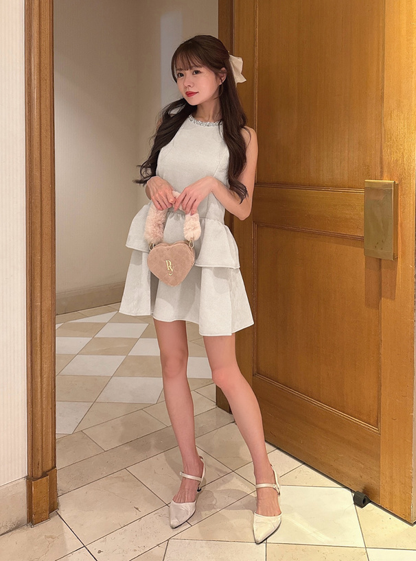 aノースリーブミニワンピース チューブトップニットワンピース ミニワンピース ノースリーブ