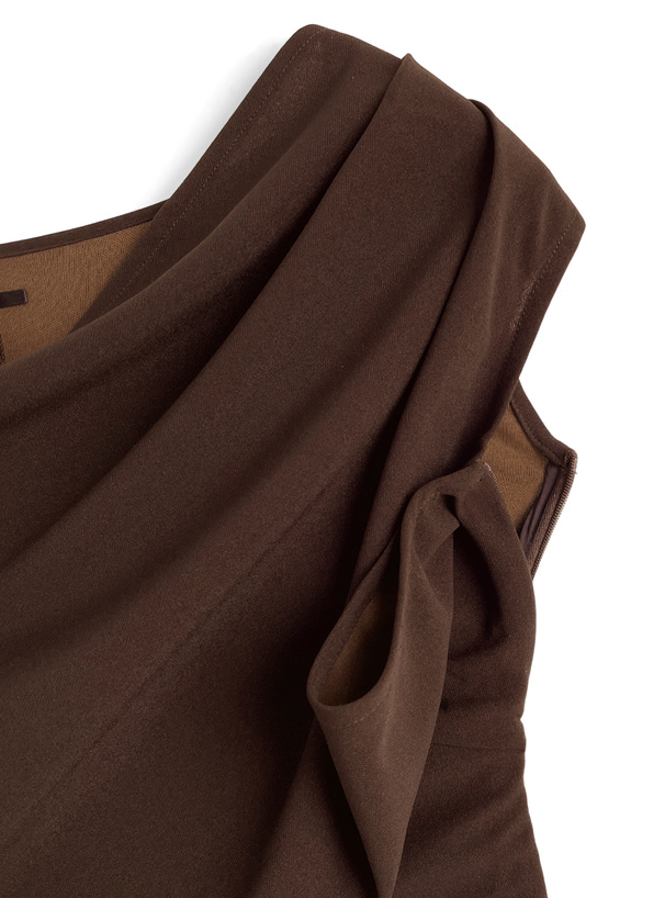 ワンショルダードレープタイトロングワンピース