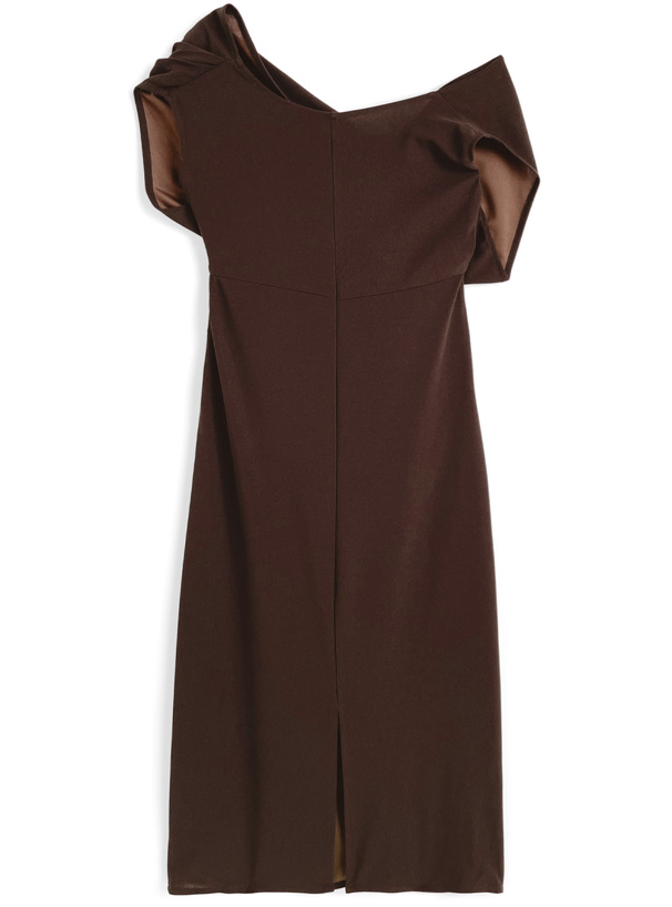 ワンショルダードレープタイトロングワンピース