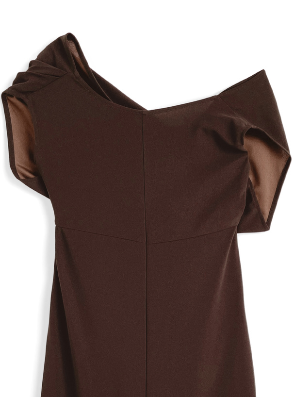 ワンショルダードレープタイトロングワンピース