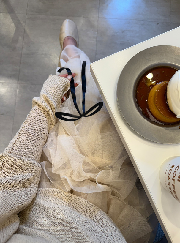 チュールティアードリボンボリュームスカート