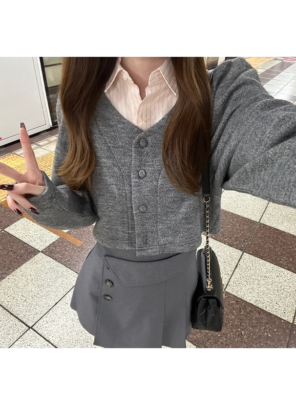 Vネックショート丈カーディガン[ru1290] | レディースファッション通販