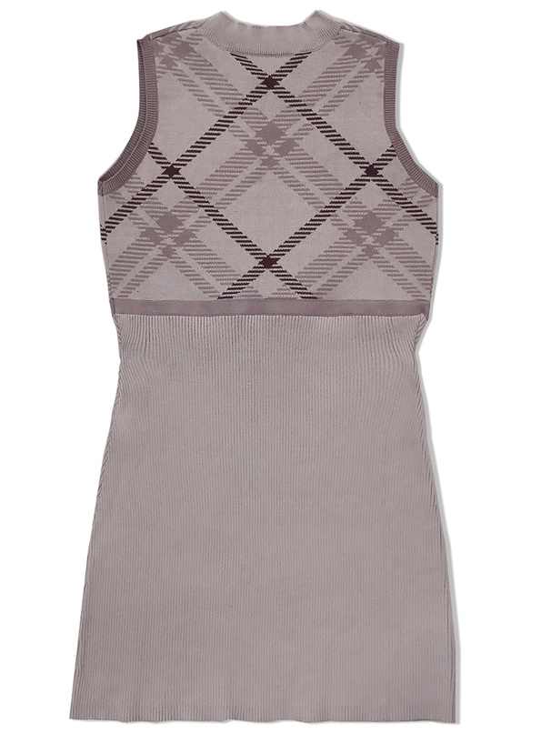 チェック柄ノースリーブニットミニワンピース[ru1295