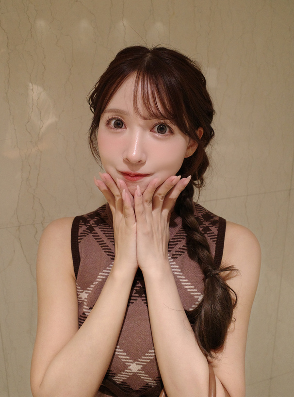 チェック柄ノースリーブニットミニワンピース