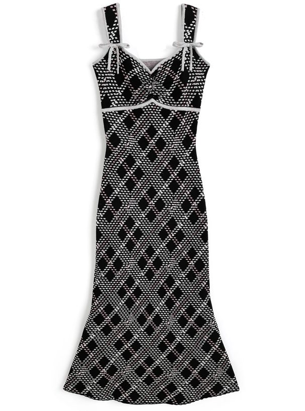 チェック柄キャミソールニットワンピース