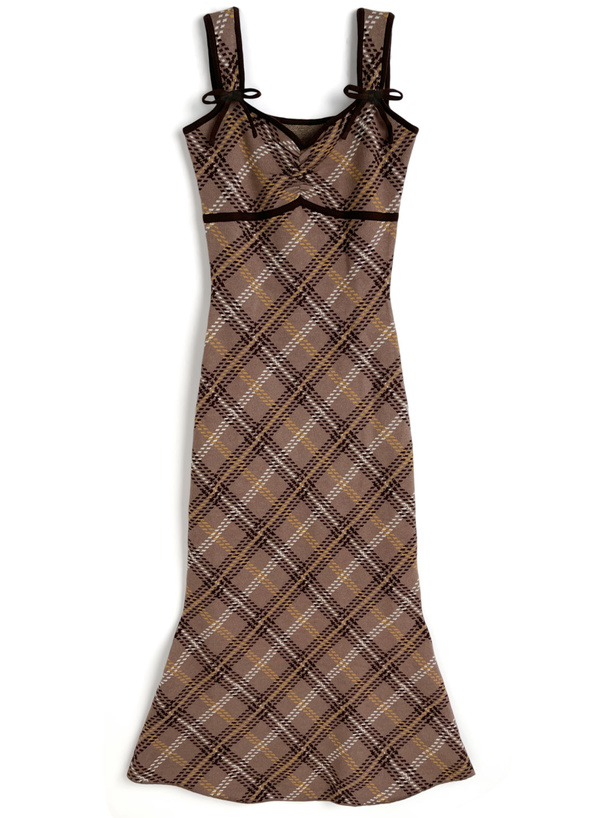 チェック柄キャミソールニットワンピース[ru1297]