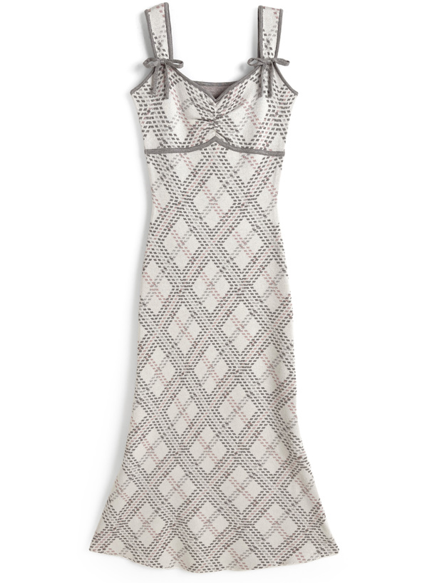 チェック柄キャミソールニットワンピース