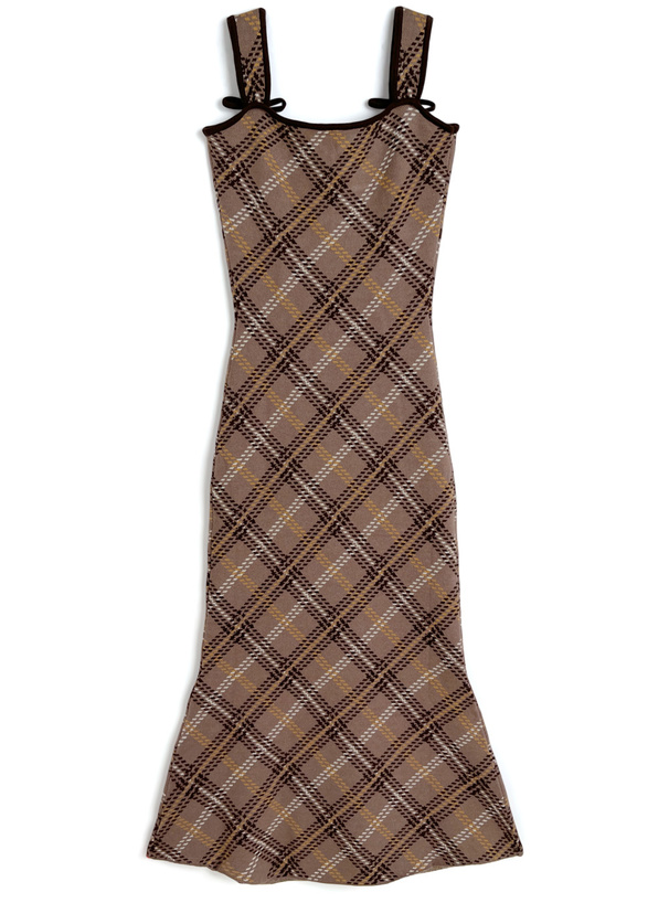 【PEARLY GATES】クレイジーチェック柄 ニットワンピース チェック柄キャミソールニットワンピース[ru1297] | レディース