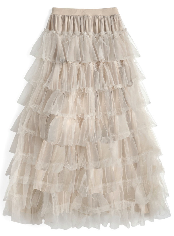 チュールティアードボリュームスカート