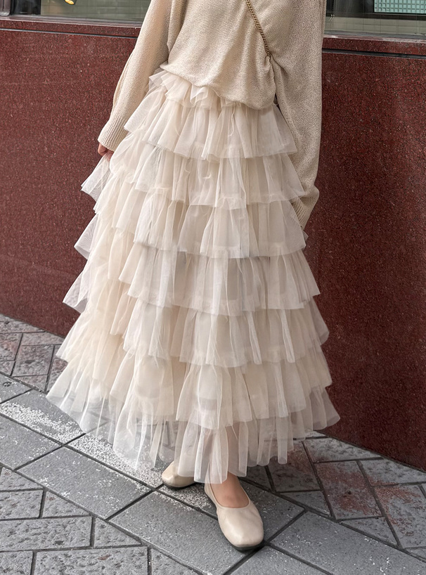 チュールティアードボリュームスカート