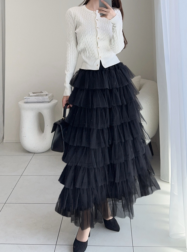 チュールティアードボリュームスカート