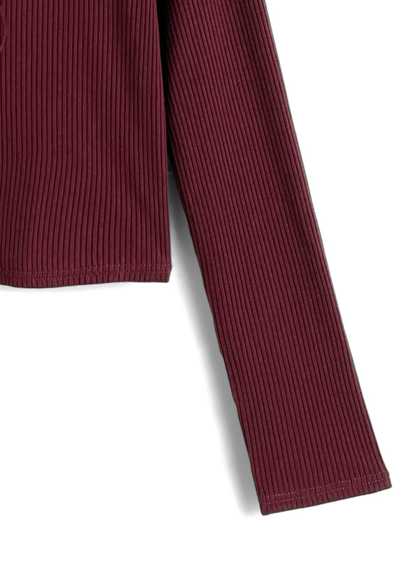 レイヤード風レースアップリブトップス