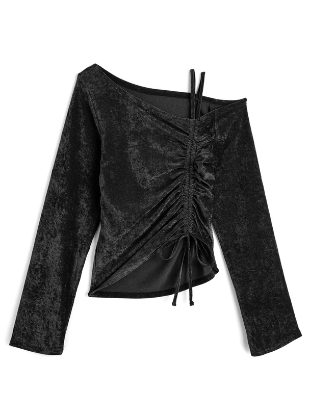 ベロアワンショルダードロストトップス