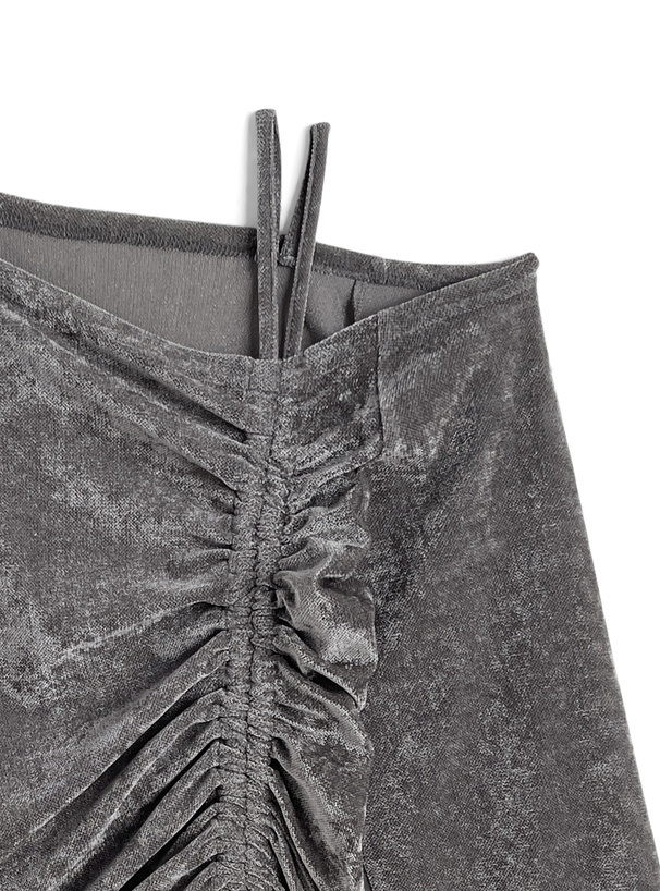 ベロアワンショルダードロストトップス