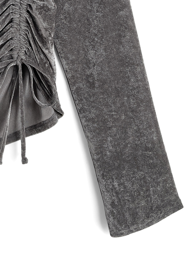 ベロアワンショルダードロストトップス