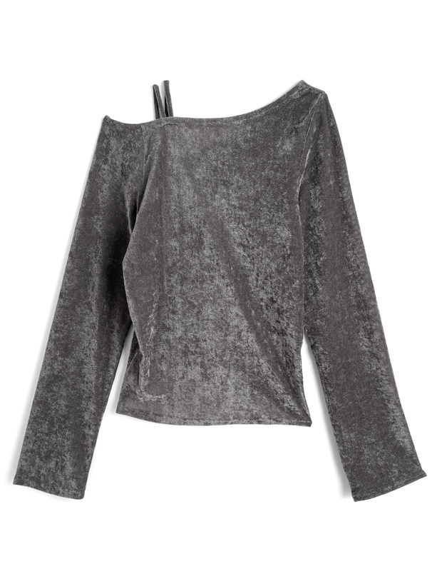 ベロアワンショルダードロストトップス