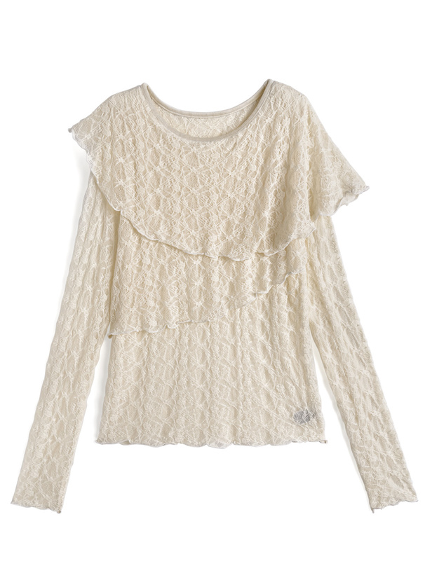 アシンメトリーレースフリルトップス
