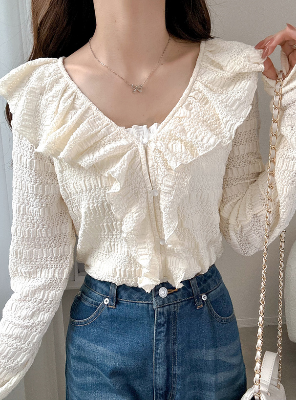カットレースラッフルフリルカーディガン
