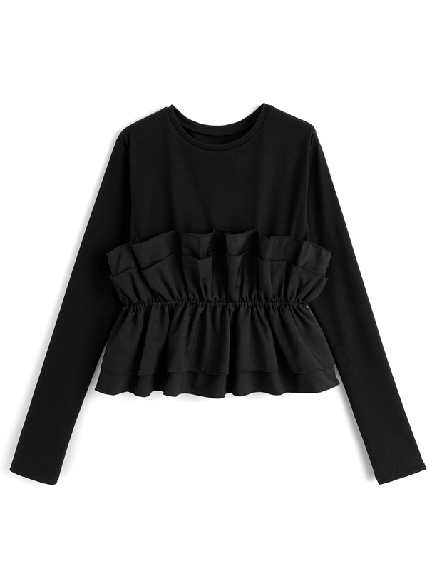 フリルレイヤード風トップス