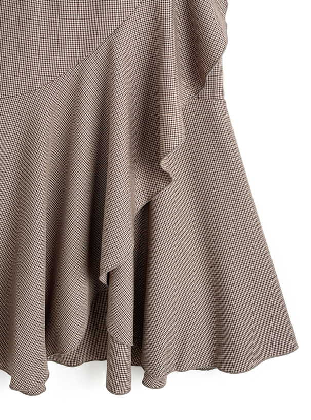 千鳥柄ラッフルフレアロングスカート[ru1309] | レディース