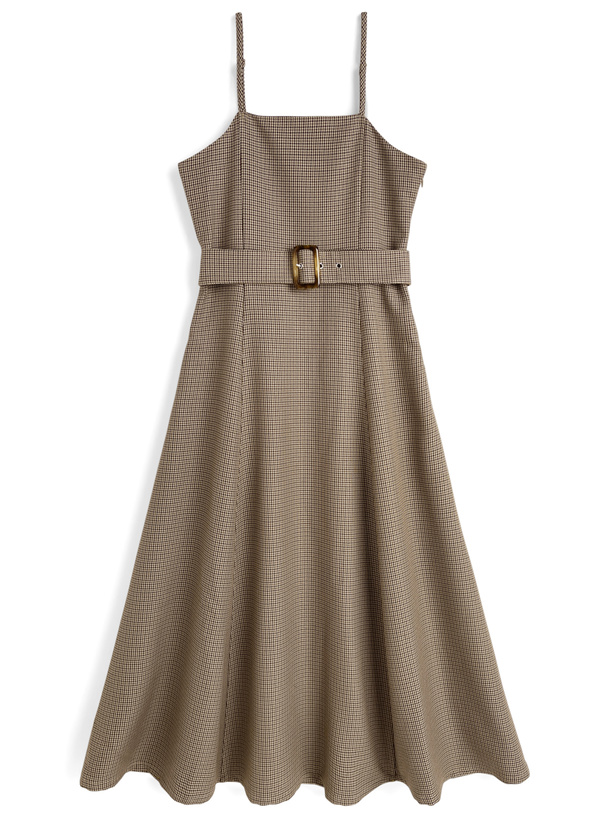 pium 千鳥柄ジャガーベルトミニワンピース ホワイトミックス 千鳥柄ニットワンピカーデセット – pium