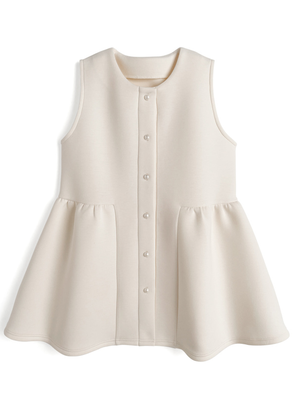 パールボタンノースリーブペプラムベスト